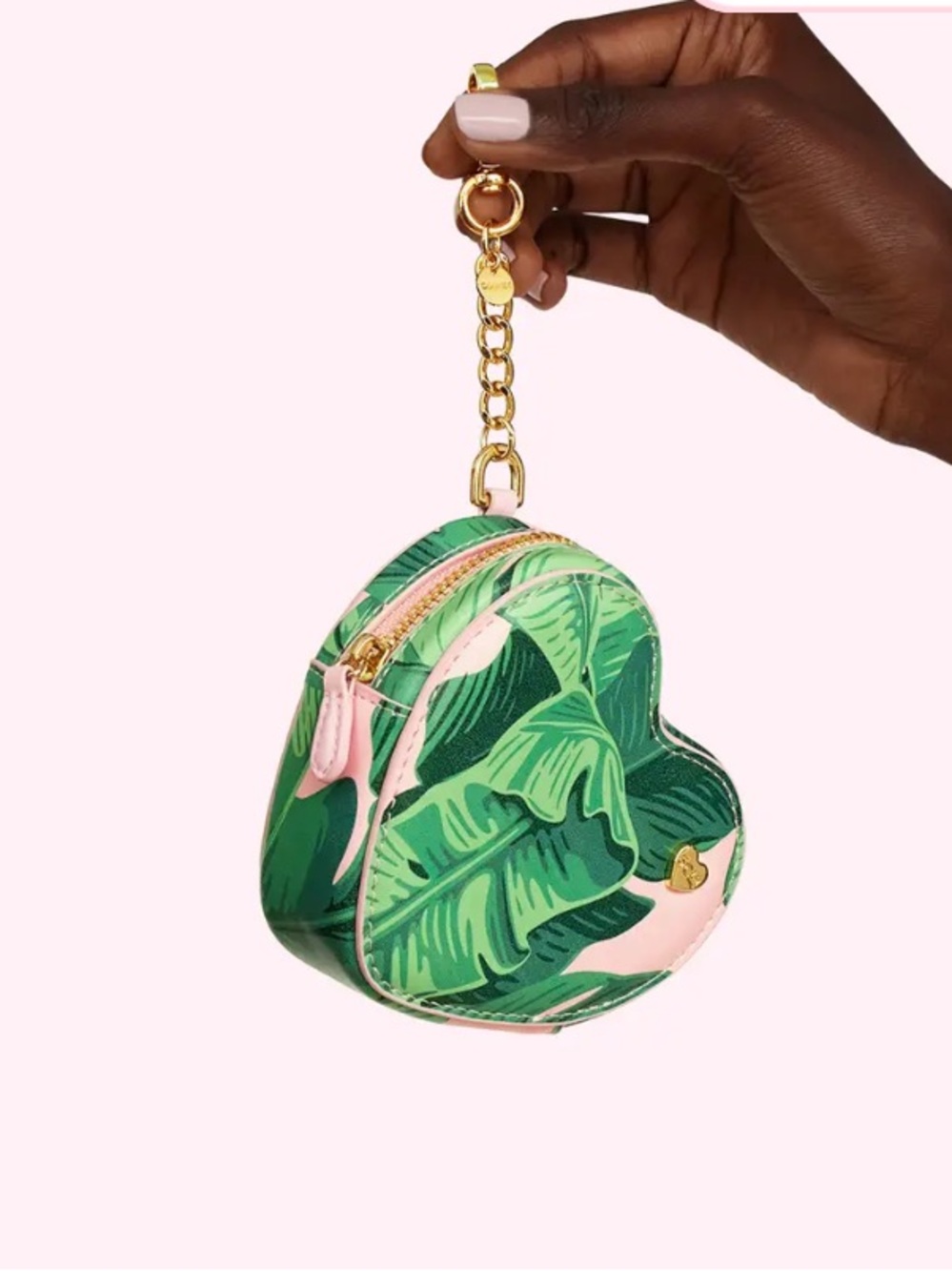 Stoney Clover Lane Heart Change Purse - Banana Leaf Green Pattern